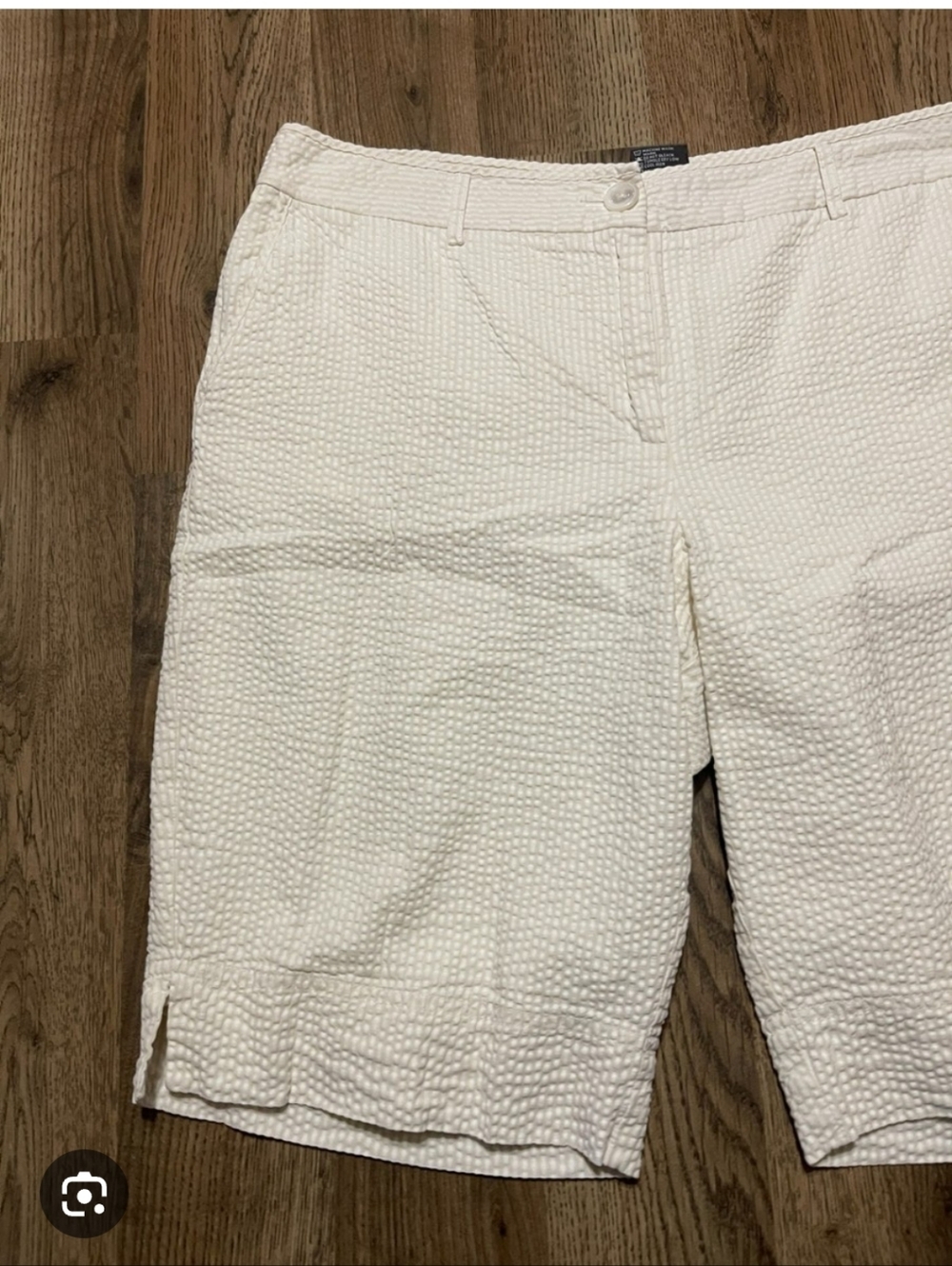 George Cream Textured Bermuda Shorts with Rolled Hem